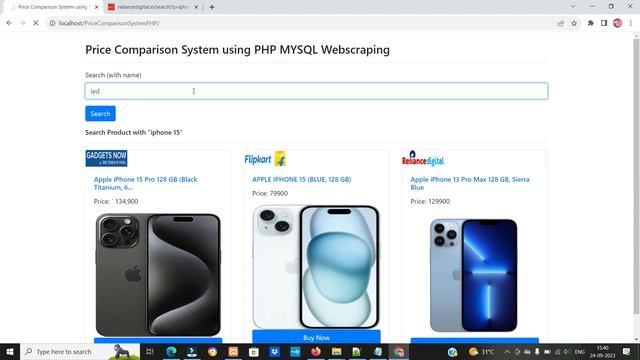 Price Comparison System using PHP and Webscraping