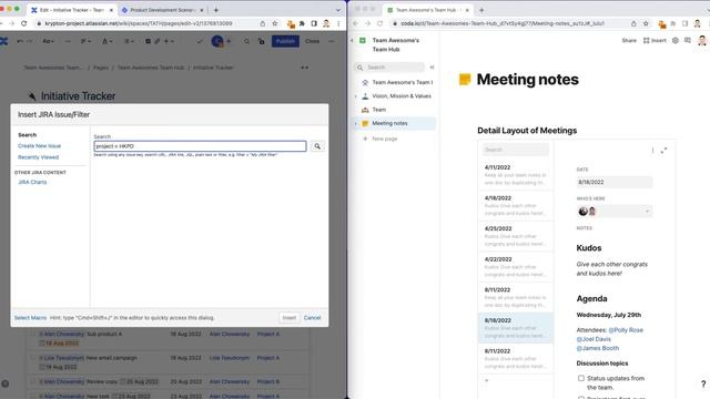 Part 5: Creating an initiative or task tracker with projects in a team hub  - Confluence vs. Coda