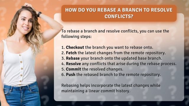 How do you rebase a branch to resolve conflicts?