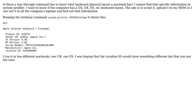 Apple: Physical keyboard layout on macbooks