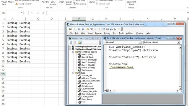 How to Activate Sheets in Excel VBA (In Hindi)
