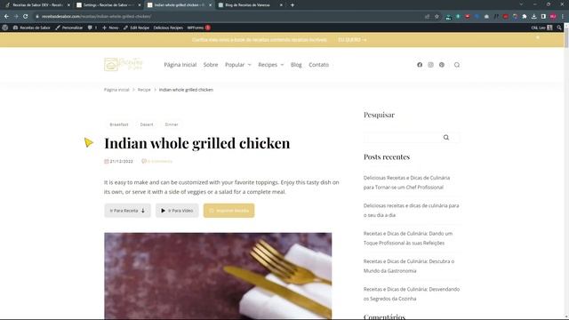 Como Criar Seu BlogSite de Receitas no WordPress  Tema Yummy Bites e Plugin WP Delicious