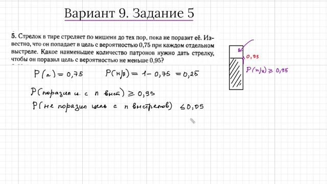 Задание 5. Вероятность про количество патронов Лысенко 2024