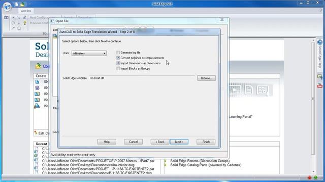 converter dwg para Solid Edge (Draft)