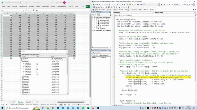 282: Excel-VBA: Den größten Wert pro Spalte im Array ermitteln, ausgeben und kennzeichnen