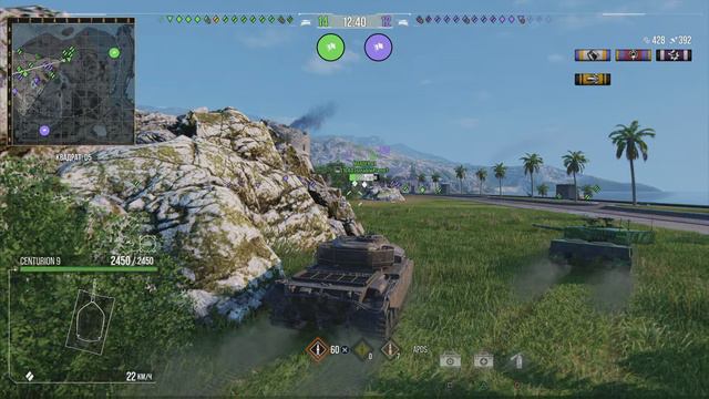 World of Tanks console PS5 бой на CENTURION 9_4 убитых и первое место