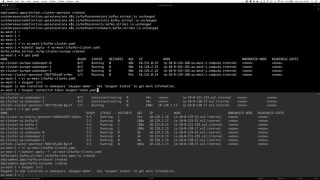 Using Skupper to mirror messages between two Kafka clusters