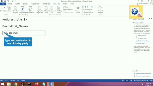 Mail Merge in MS Wordstep by step processhow to create Mail Marge document in ms word