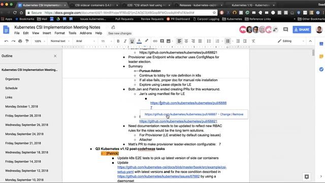 Kubernetes SIG Storage - CSI Implementation Workgroup 20181001