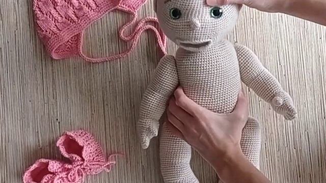 Игрушка Пупс вязаный. Рост 45-47см