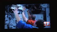 Tv news on the shuttle launch