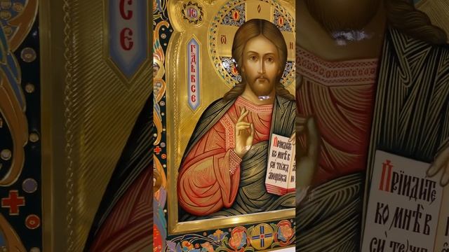 Рукописная икона Спас Вседержитель с полировкой золота