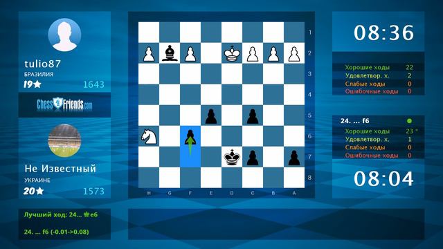 Chess Game Analysis: tulio87 - Не Известный : 1-0 (By ChessFriends.com)