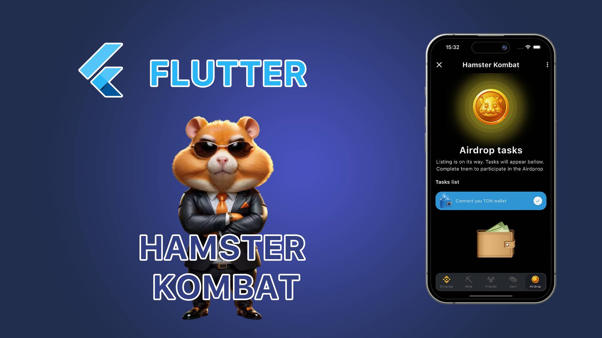 Hamster Kombat. Airdrop Screen. Flutter Application