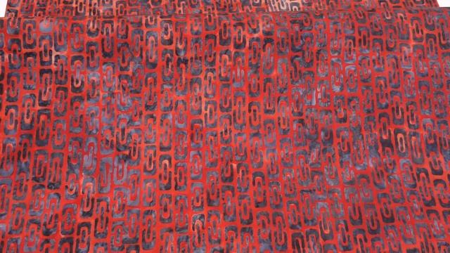 Red Robert Kaufman Batik Fabric With Chain Design