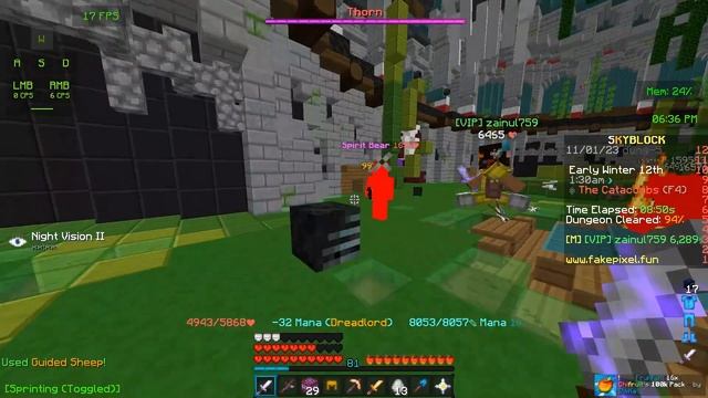 Using Dreadlord Sword to do Floor 4 in Fakepixel Skyblock