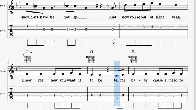 BABY ONE MORE TIME - BRITNEY SPEARS - GUITAR LEADSHEET & TABS