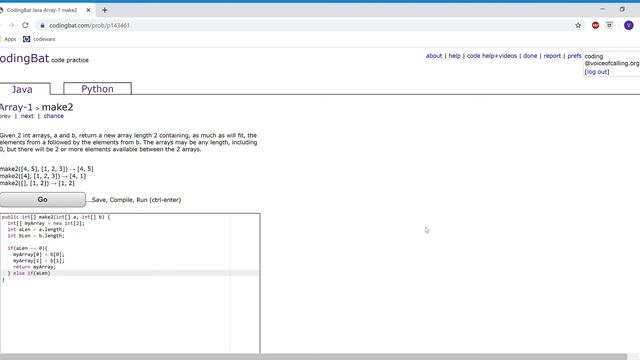 Array-1(make2) Java Tutorial || codingbat.com