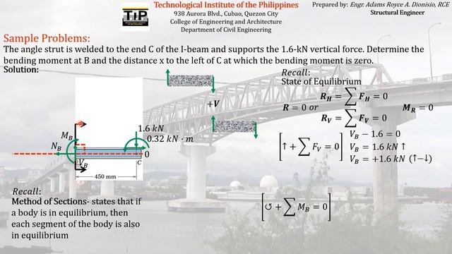 5 Part 5 Technique on Method of Sections | Attachment Effect | Shear and Bending Moment Formula