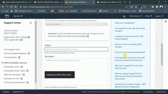 AWS free tier charges cancelation | Remove your AWS free tier charges | AWS support