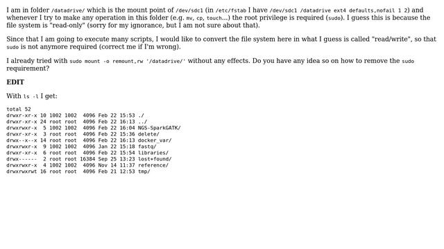 How to avoid sudo?