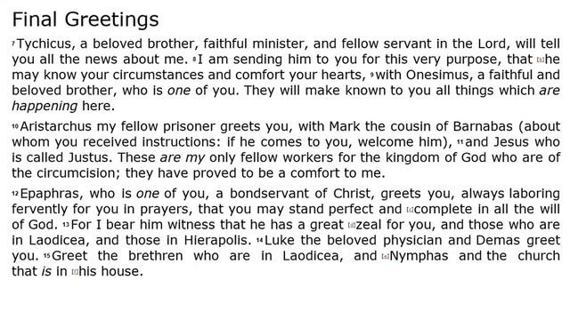 Colossians 4 - NKJV Audio Bible  Text