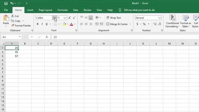 Belajar Excel 2019 Tab Home Font Size Increase Decrease Bold Italic Underline