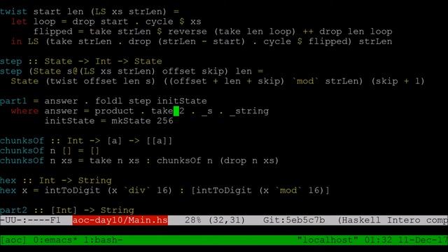 Advent of Code 2017, day 10