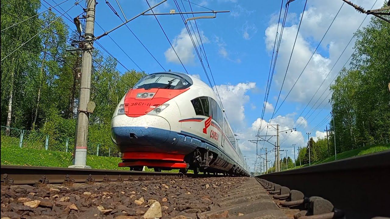 Сапсан с необычного ракурса! ЭВС1-11 Сапсан проследует о.п. Берёзки-Дачные.