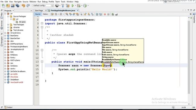 using NetBeans and tacking input in java using java util Scanner class (By Shadab Hashmi)