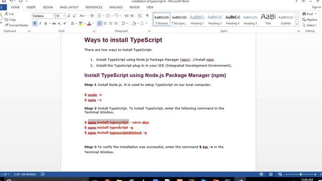 Typescript Installation | How do I set up Typescript