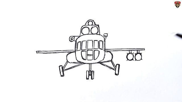 How to draw a Military Helicopter front view