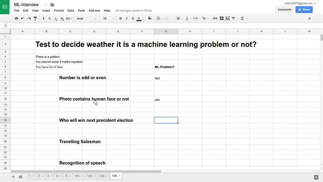 Machine Learning interview questions-Test to decide weather it is a machine learning problem or not