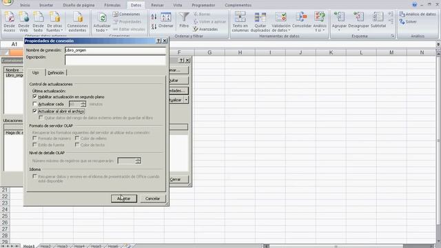 Importar datos a Excel crear conexion