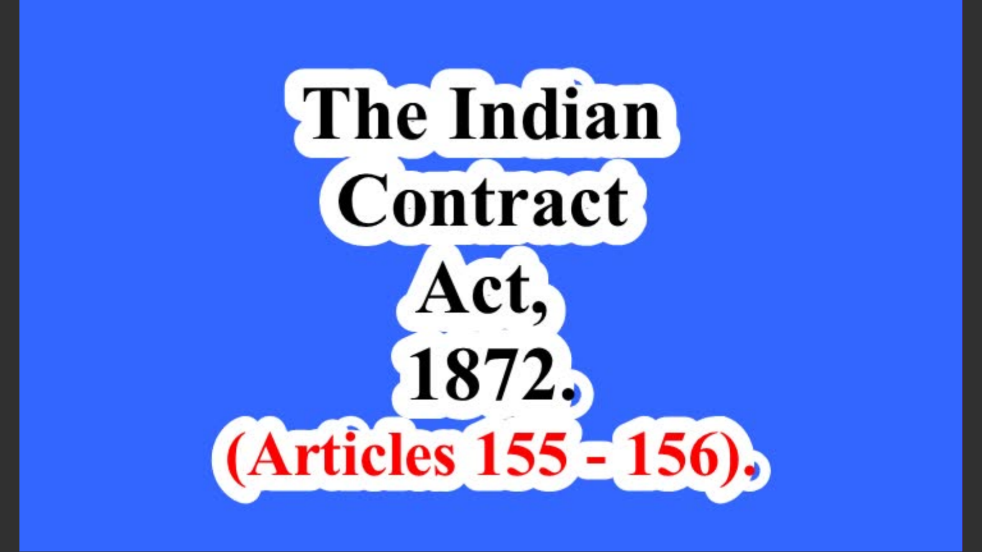 The Indian Contract Act, 1872. (Articles 155 – 156).