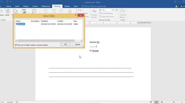 Cara mudah membuat surat massal dengan Mail Merge di Word 2016