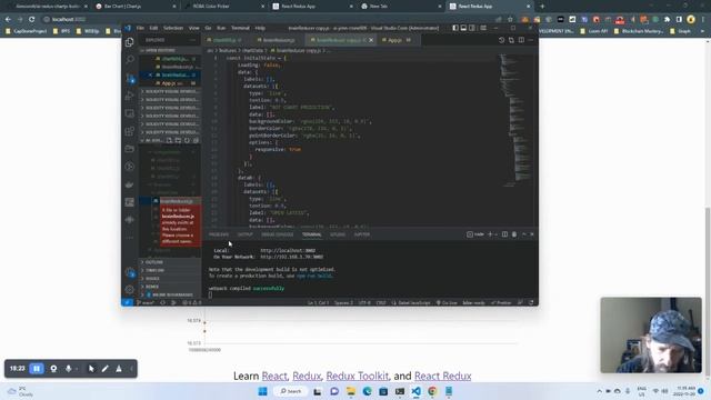 Part 3 of React Redux-toolkit Brain-Js and Chart-Js. Testing the brain with market data.