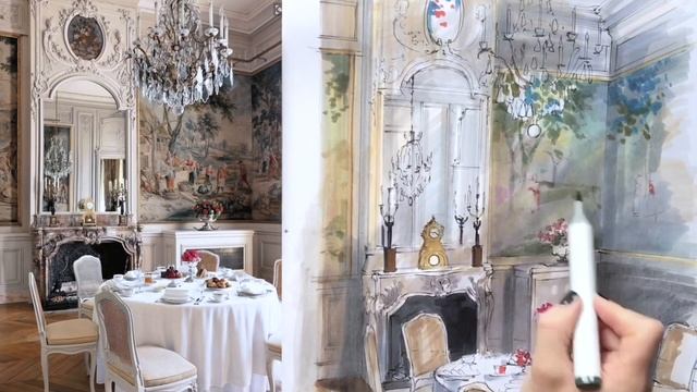 Живопись маркерами, эскиз интерьера