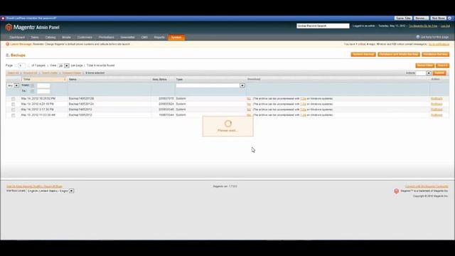 Magento (CE 1.7.0) 500 internal server error after using backup tool
