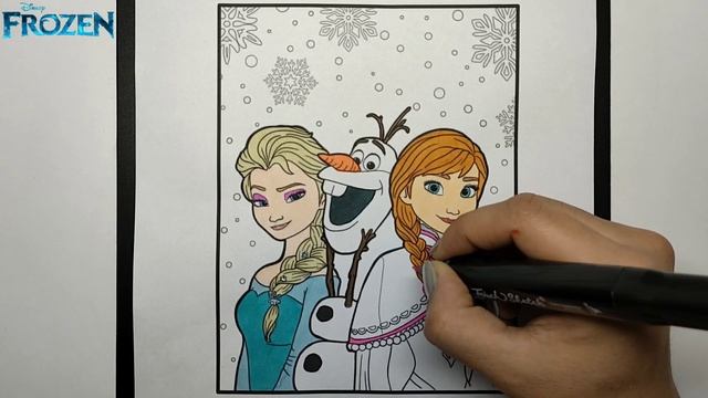 Coloring Frozen Elsa Anna and Olaf Coloring Page | Coloring pages for kids #painting #disneyfrozen
