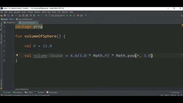 volume of sphere in kotlin
