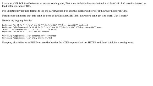 Getting X-Forwarded behind AWS TCP Load Balancer for https (2 Solutions!!)