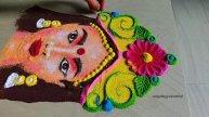 #1380 Rangoli design for Diwali   navratri rangoli designs with colours