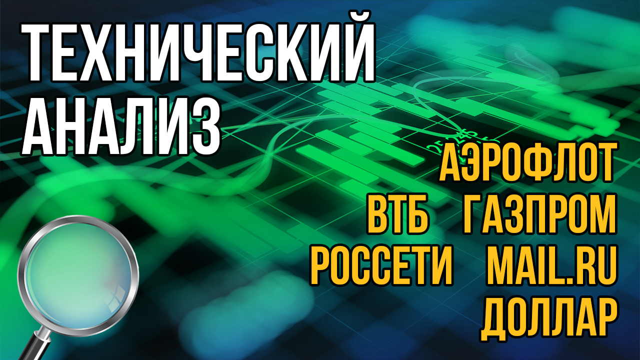 Технический анализ: Аэрофлот Газпром ВТБ Россети MAIL  USDRUB (Доллар)