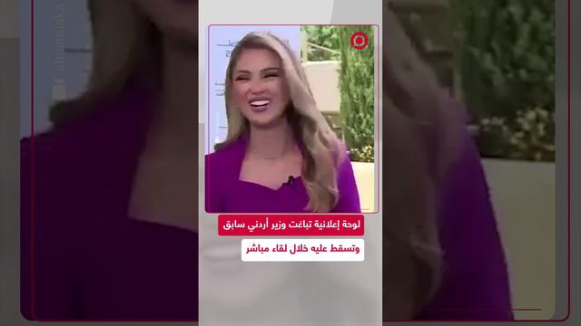 لوحة إعلانية تباغت وزير أردني سابق وتسقط على رأسه خلال لقاء تلفزيوني