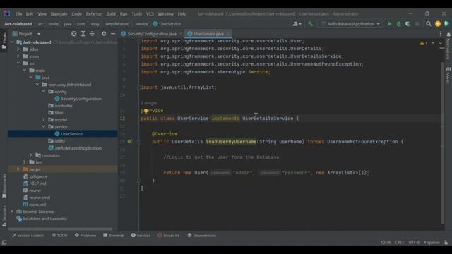 JWT Authentication tutorials//Creating Userservice and Securityconfig // Easy Learning Channel