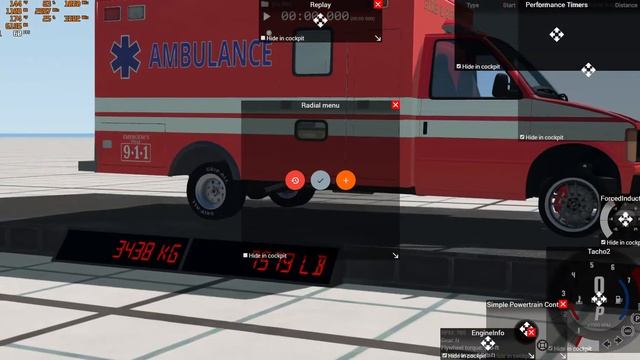 BeamNG drive  Ambulance weight-in and 0-60MPH run plus donuts