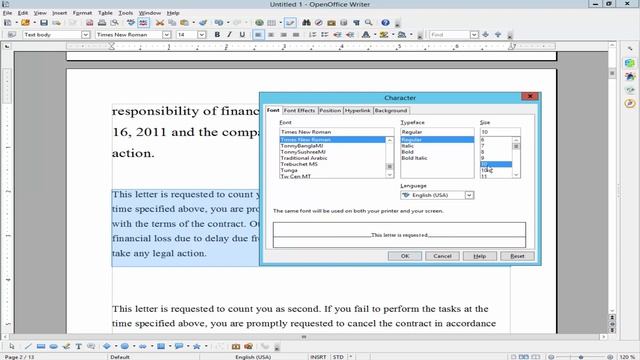 How To Text Font Size Increase Or Decrease In OpenOffice Writer