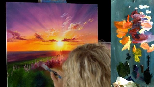 Webinar on Painting by Olga Bazanova - Lupins at sunset