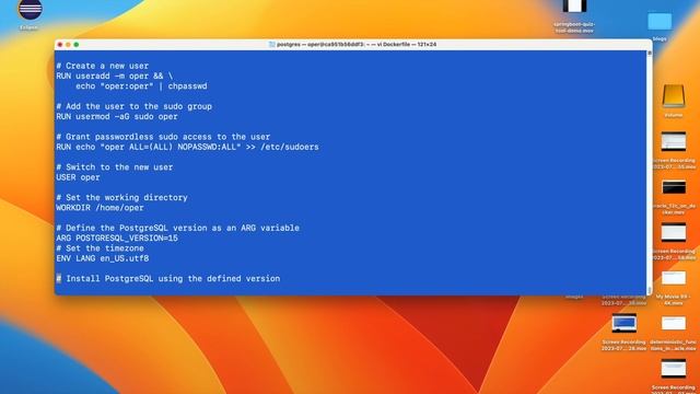 How to silent install Postgresql in Ubuntu via Dockerfile